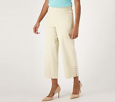 The elegance of the crop pant plus the comfort of the elastic waistband... all in one pair of pants. Match them with your favorite heels for a comfy chic outfit everyone will remember. From Isaac Mizrahi Live!TM. Elegant Spring Workwear Capris, Elegant Summer Capris For Workwear, Elegant Stretch Cropped Leg Capris, Elegant Workwear Capri Bottoms, Elegant Stretch Capris With Cropped Leg, Elegant Cropped Leg Capris For Spring, Versatile Spring Capris With Tapered Leg, Chic Capri-length Pants, Elegant Spring Cropped Leg Capris