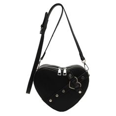 Make a daring statement with the Studded Heart Crossbody Purse. This edgy yet cute purse features a strapped design and studded detailing, perfect for those who love taking risks and adding an adventurous touch to their outfits. The heart shape adds a unique twist, making this purse a must-have for the bold trendsetters ❤️‍🔥. Description: Handbag Type: Messenger BagsMain Material: PULining Material: PolyesterOrigin: CNHardness: SoftPattern Type: SolidDecoration: RivetClosure Type: ZipperModel N Sets Outfit, Black Crossbody Purse, Ankle Length Dress, Costume Collection, Swimwear Dress, Puff Sleeve Dresses, Crop Top Sweater, Cute Purses, Active Wear Leggings