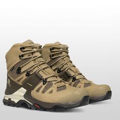 We rarely start a backcountry trek without the Salomon Quest 4 GTX Hiking Boot. Our feet welcome the support of the Advanced Chassis midsole, which helps control flex, reduce ankle strain, enhance stability, and protect our feet from the roughest of terrain. The durable leather and nylon upper is coupled with a seam-sealed GORE-TEX membrane that is fully waterproof and breathable to keep us moving in dry comfort. High-top Shock Resistant Hiking Boots For Adventure, Functional Waterproof Boots With Shock Resistance For Adventure, Functional Waterproof Boots For Adventure, Functional Shock Resistant Boots For Outdoor Activities, Tactical Shock Resistant Hiking Boots For Outdoor Activities, Tactical Shock Resistant Hiking Boots For Outdoor, Gore-tex Functional Hiking Boots With Shock Resistance, Tactical Gore-tex Hiking Boots For Adventure, Functional Gore-tex Hiking Boots With Shock Resistance