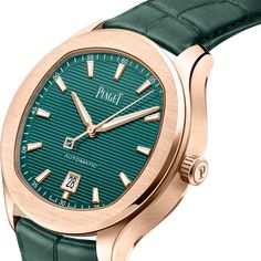 Rose Gold Automatic Watch for Men - Piaget Luxury Watch G0A47010 Piaget Mens Watch, Piaget Watches Mens, Piaget Watch Men, Luxury Green Watch For Business, Formal Green Watches With Diamond Hour Markers, Elegant Green Chronometer Watch, Luxury Green Watch With Rectangular Dial, Luxury Green Automatic Watch, Piaget Watch