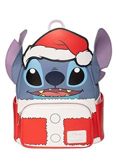 Loungefly Disney Holiday Santa Stitch Mini Mochila | Lilo & Stitch Bolsa de transporte de moda navideña, Varios colores, Loungefly Disney Lilo & Stitch Santa Stitch Mini Mochila - Entertainment Earth Fun Backpack, Stitch Stuff, Loungefly Bag, Disney Holiday