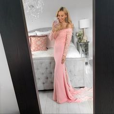 Silhouette:Mermaid/Trumpet Dresses Length:Floor-Length Neckline:V-Neck Fabric:100% Polyester Size Bust Waist Hips Hollow To Hem Height 2 32.5 25.5 35.75 58 63 4 33.5 26.5 36.75 58 65 ”Buy Now” Or “Add To Bundle” Button To Purchase Inventory: 2018fwss03 Trumpet Dresses, Elegant Pink Dress, Pink Mermaid Dress, Fuzzy Sweater Dress, Party Dress Night, Long Sleeve Sheath Dress, Floral Ruffle Dress, Dress Night Out, Women Bodycon Dress