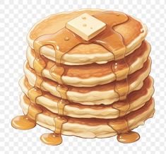 a stack of pancakes with syrup and butter on top, as if they were made from scratchsticks