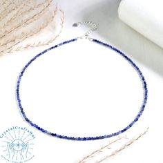 Kyanite Minimalist Choker 2mm Tiny Blue Gemstone Beaded Dainty Necklace Adjustable Yoga Crystal 925 Silver Chain Necklace Gift for Sister Wife Mom Her️🌟❤️🌈🌿 🌟Material : Kyanite, Kyanite Stone, 925 Silver Chain, Natural Stones, Natural Crystal, Rough Gemstones, Raw Stone 🌟Quality: AAA+ 🌟Length: 15"+2" silver clasp 🌟Beads size: 2 mm 🌟Size: Adjustable 🌻+ Free gift pouch🌈🌿 😊🌻Certainly! If you need any customization, feel free to reach out. I'm here to assist you. 🌻😊 🔮From the choice Sterling Silver Blue Jewelry With Tiny Beads, Blue Sterling Silver Jewelry With Tiny Beads, Blue Sterling Silver Necklaces With Tiny Beads, Sister Wife, Gift For Sister, Gift Pouch, Rough Gemstone, Blue Gemstones, Raw Stone