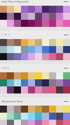 the color palettes are all different colors