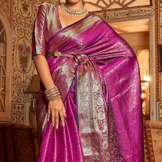 Magenta Pink colored saree is prettified with weaving work as shown which makes it appear classy. This saree is made of Kanjivaran Silk fabric which is accompanied with Kanjivaran Silk blouse piece which you can customise as per your design/style. Women can buy this saree to wear for their party, festive and functions, events and ideal for any fashionista. Note:- The actual product may differ slightly in color and design from the one illustrated in the images when compared with computer or mobile screen. Measurements: Saree : KanjiVaram : 5.5 Mtrs Blouse : KanjiVaram Silk : 0.8 Mtr Material: KanjiVaram Silk Stitch Type: Unstitched Country of Origin: India Care Guide: Dry Clean Blouse Kanjivaram, Saree For Party, Saree Kanjivaram, Kanjivaram Silk Saree, Silk Art, Mobile Screen, Magenta Pink, Chiffon Saree, Wedding Time