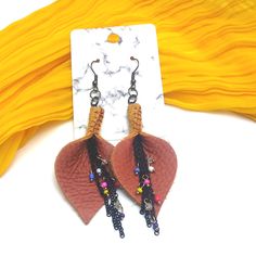 New Leather Earrings. Trendy Single Brown Earring, Trendy Brown Single Earring, Brown Dangle Earrings For Party, Brown Drop Earrings For Everyday, Trendy Brown Dangle Earrings, Trendy Brown Teardrop Earrings, Everyday Brown Drop Earrings, Handmade Brown Earrings, Casual Handmade Brown Earrings