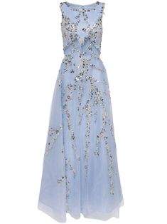 baby blue tulle overlay semi-sheer panels sequin embellishment bead embellishment crew neck sleeveless A-line skirt floor-length Sequin Tulle Evening Dress For Gala, Sleeveless Gown With Contrast Sequins For Prom, Sleeveless Embellished Sequin Tulle Dress, Embellished Sleeveless Sequin Tulle Dress, Sequin Organza Evening Dress For Gala, Sequin Organza Evening Dress For Prom, Embellished Tulle Evening Dress For Prom Season, Light Blue Sequined Prom Evening Dress, Sleeveless Contrast Sequin Gown