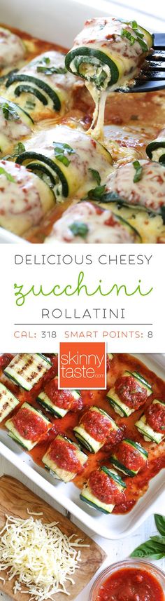 delicious cheesy zucchini rollatini with marinara sauce