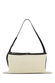 Outside: 70% Cotton, 30% Linen Finishing: 100% Leather Modern Rectangular Hobo Bag With Leather Trim, Office Shoulder Bag With Leather Trim And Top Handle, Office Top Handle Shoulder Bag With Leather Trim, Elegant Shoulder Bag With Leather Trim And Coated Canvas, Elegant Tote Hobo Bag With Leather Trim, Elegant Hobo Bag Tote With Leather Trim, Elegant Hobo Tote Bag With Leather Trim, Elegant Hobo Shoulder Bag With Leather Trim, Elegant Hobo Bag With Leather Trim And Double Handle