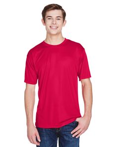 Men's Cool & Dry Basic Performance T-Shirt - RED - S | UltraClub Men's Cool & Dry Basic Performance T-Shirt in Red Size Small | Polyester Blank Apparel, Wholesale Shirts, Twill Shirt, Personalized Clothes, Warm Jacket, Zip Up Hoodies, Pullover Jacket, Poplin Shirt, Henley Shirts