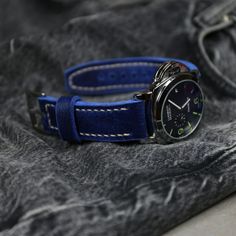 Leather Watch Strap Dark blue High quality. Compatible with watch case 18 mm, 20 mm, 22 mm, 24mm.The leather watch band is thick, soft, elastic and durable. Extremely comfortable and has a vintage look. Handmade distressed watch strap for men who value quality and style, designed for everyday wear. Made from the finest English distressed leather Crazy Cow. #watchstrap #leatherwatchstrap #leatherwatchband #paneraiwatchstrap #watchband Modern Blue Leather Watch Strap, Modern Blue Leather Watch Accessories, Blue Watch Accessories With Leather Strap, Adjustable Leather Watch Band With Stainless Steel Clasp, Adjustable Leather Watch With Stainless Steel Clasp, Blue Leather Watches For Everyday Use, Blue Watches With Leather Strap For Everyday Use, Modern Blue Watch Band With Bracelet Strap, Blue Watch Accessories With Stainless Steel Clasp