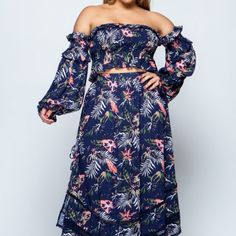 Plus Size Skirt Set Woven Floral Print Maxi Skirt Set With Side Detail **Originally Sold Seperately** Velvet Skirts, American Eagle Skirt, Split Hem Skirt, Sheer Maxi Skirt, Floral Print Maxi Skirt, Blue Maxi Skirt, Plus Size Skirt, Satin Maxi Skirt, Maxi Skirt Set