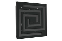 an image of a black and grey wall hanging on a white wall in the shape of a square