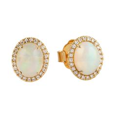 This Earrings is handmade in 18k Yellow Gold , Opal Ethiopian :2.21 cts , Diamond :0.26 cts  Item Size-11x9 MM Customized Available In Yellow ,White ,Rose Gold This jewelry is made by hand featuring detailed workmanship. Be careful to avoid dropping or banging as physical impacts can result in damage to the pieces including stones falling off. To care for your jewelry, take caution to keep away from harsh chemicals, Perfume, and Water. You may wipe with a clean polishing cloth to maintain a beau Diamond Stud Earrings, Diamond Stud, Elegant Jewelry, Jewelry For Women, Diamond Earrings Studs, White Rose, Diamond Studs, Ethiopian Opal, Jewelry Earrings Studs