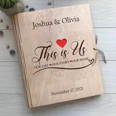 this is us personalized wooden keepsake with heart on the front and back side