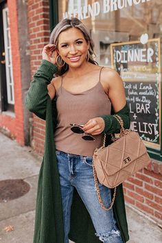 Trendy Tank Top For A Fall Day Out, Trendy Scoop Neck Tank Top For Fall, Fall Trendy Scoop Neck Tank Top, Trendy Fall Tank Top For Everyday, Trendy Fall Cami Tank Top, Everyday Fall Scoop Neck Tank Top, Chic Everyday Fall Tank Top, Chic Brown Tank Top For Everyday, Chic Everyday Brown Tank Top