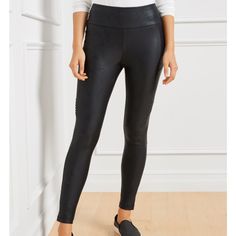 Part Of T By Talbots, Our Most Comfortable Collection Ever! Our Active Leggings Features Embossed Crackle Texture, Moto Detailing At The Sides And A Convenient Angled Slip Pocket. Cut From Moisture-Wicking Fabric To Keep You Cool As Your Workout Heats Up. Legging Hits At Waist Full Length Pull On Closure Angled Slip Pockets Inseam: 25" Black Petite Small New With Tags Offers Welcome Straight Leggings, Wide Leg Leggings, Black Velvet Leggings, Elastic Waist Leggings, Petite Leggings, Athleisure Leggings, Leather Pants Women, Moto Leggings, Fleece Leggings