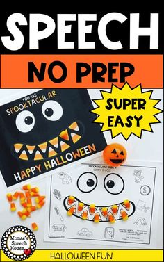 a halloween themed book with the title speech no prep