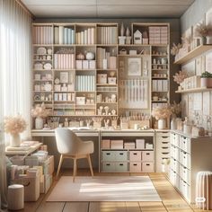 a room filled with lots of shelves and drawers