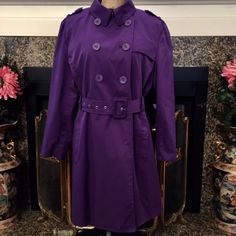 Nwot: Stunning Amethyst Purple Trench Coat/Lightweight Coat. This Beautiful Coat Is Waiting For Someone To Love It, As They Most Certainly Will! The Gals In My Family Love It, But It Is Not Their Size. The Tag Seems Wrong, And This Coat Seems More Like A Ladies Large So Perhaps The Sizing Was Done In Junior Sizing?? Pay Attention To The Following Measurements Done With Coat Buttoned: Chest From Armpit To Armpit 21", Front L 33", Back L 34", Sleeve L 22.5. Purple Trench Coat Women, Purple Trench Coat, Dead Boy, Lightweight Trench Coat, Black Person, Waiting For Someone, Black Characters, Crystal Palace, Amethyst Purple