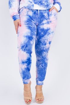 This dreamy tie-dye joggers are perfect for your online meetings, running errands, or even just chillin around the house! You'll be daydreaming in this comfy fit no matter the occasion. Elasticized waistband Faux drawstring closure Banded cuffs Soft and stretchy In a variety of trendy colors 95% Polyester, 5% Spandex Model StatsHEIGHT: 5'8" BUST: 43WAIST: 32HIPS: 54SIZE: 10 Trendy Tie Dye Loungewear Bottoms, Trendy Tie Dye Bottoms For Loungewear, Relaxed Fit Tie-dye Sweatpants For Loungewear, Relaxed Fit Tie Dye Sweatpants For Loungewear, Tie Dye Bottoms With Elastic Waistband For Loungewear, Tie Dye Loungewear, Plus Size Joggers, Printed Joggers, Loungewear Set