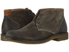 Johnston & Murphy Copeland Casual Chukka Boot - Men's Lace-up Boots : Gray Oiled Suede : You can't go wrong with a classic look and these Johnston Murphy® lace-up chukkas are the perfect mix of classic and current. Water-resistant leather or suede upper with leather heel trim. Breathable sheepskin leather lining helps feet stay dry and cool. Performance mesh insole is cushioned with memory foam for all-day support. Natural latex crepe outsole. Imported. Measurements: Heel Height: 1 in Weight Business Shoe, Black Chukka Boots, Men Shoes Casual, Mens Lace Up Boots, Wing Boots, Doc Martens Boots, Suede Chukka Boots, Chukka Boots Men, Chukka Boot