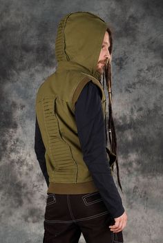 Hippie Cotton Hooded Outerwear, Hippie Cotton Outerwear With Pockets, Bohemian Hooded Hoodie For Festivals, Fitted Green Cotton Hoodie, Bohemian Cotton Hooded Outerwear, Cotton Hoodie For Fall Adventure, Bohemian Cotton Hoodie For Festival, Bohemian Winter Festival Hoodie, Hippie Hooded Hoodie For Festivals