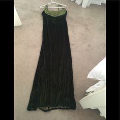 Gorgeous!! Never Worn!! Olive Green Silk Velvet With Silk Band Top, Stunning!!! Green Ball Gown Maxi Dress For Evening, Silk Ball Gown Maxi Dress For Evening, Green Fitted Velvet Evening Dress, Elegant Green Velvet Evening Dress, Elegant Velvet Ball Gown Evening Dress, Silk Full Length Evening Dress, Silk Full-length Evening Dress, Green Velvet Formal Evening Dress, Fitted Velvet Ball Gown