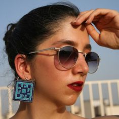 handmade silver necklace and embroidered earrings set. the silver work,embroidery, and design for this set are crafted by hand.  the weight of sterling silver used for the earrings is 3 grams, and for the necklace, it is 8 grams. The earrings and necklace are hand made needle work with 100% natural thread, all environmentally friendly material (100% cotton and 925 starling silver, NO plastic) for people that we share our concern about environment with. One item takes days and days of needlework. Persian Embroidery, About Environment, Handmade Silver Earrings, Embroidered Earrings, Embroidered Necklace, Silver Earrings Handmade, Earrings And Necklace, Needle Work, Silver Work