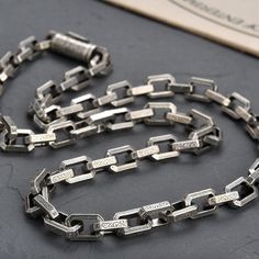 Men's Sterling Silver Ivy Pattern Rectangle Link ChainMetal Type: 925 Sterling SilverGender: For MenStyle: PunkWidth: 8.5 mmLength: 20 in / 22 in / 24 in / 26 in / 28 in / 30 inWeight: 128 g (24 in)This chain is handmade to order. It will be shipped within 5 business days. Mens Sterling Silver Jewelry, Chunky Chain Necklace, Chunky Chain Necklaces, Mens Bracelet Silver, Popular Jewelry, Sterling Silver Mens, Bracelet Silver, Link Chain, Silver Bracelets