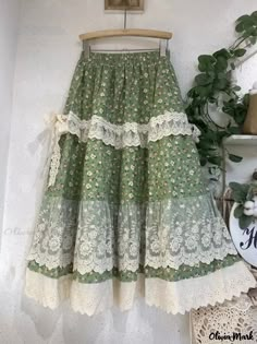 Olivia Mark - Luxurious Floral Wrap Dress Patchwork Skirts, Skirts Summer, Patchwork Skirt, Floral Print Midi Dress, Floral Wraps, Mori Girl, Wrap Dress Floral, Green Print, Patchwork Designs