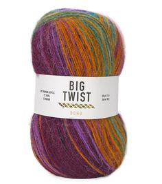 a ball of yarn that is multicolored and has the words big twist on it