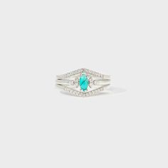 Artificial Turquoise V Shape Inlaid Zircon Ring LOVCIA Zircon Ring, Crochet Braids, Girls Jewelry, Earring Necklace, V Shape, Ring Necklace, Two Pieces, Jewelry Shop, 2 Piece