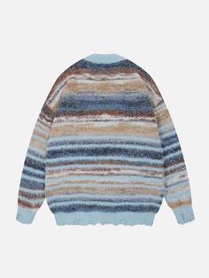 Aelfric Eden Fringe Gradient Pinstripe Cardigan – Aelfric eden Edges Design, Top Streetwear Brands, Aelfric Eden, Color Block Cardigan, Mix Of Colors, Wool Clothing, Clothing Details, Top Streetwear, Vintage Color