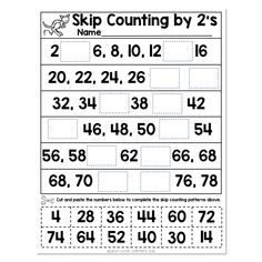 the printable worksheet for skip counting by 2's