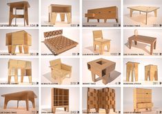 many different types of furniture made out of wood