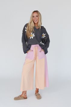 Excited to bring you the Breeze Lounge Wide Leg Pants from our exclusive collection; The Nest by Three Bird Nest. Check out the rest of the collection here - Inspired by you, created by us. Comfortable lightweight Cotton knit fabric with color block design throughout Relaxed wide leg silhouette High - rise elastic drawstring waistband Convenient front patch pockets So CUTE exposed seaming for added boho style Pair with: Evermore Seamless Lace Racerback Bralette, Soft Drift Short Sleeve Top and A Summer Color Block Wide Leg Pants, Wide Leg Color Block Pants For Summer, Summer Color Block Wide-leg Pants, Casual Color Block Pants For Spring, Spring Cotton Color Block Bottoms, Casual Color Block Loungewear Pants, Spring Color Block Cotton Bottoms, Casual Wide Leg Color Block Pants, Casual Color Block Wide Leg Pants