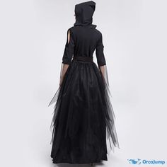 OrcaJump - Orcajump - Halloween vestido largo de encaje bruja mago jugar bruja rendimiento ropa brujas ropa demonio - Venta Final Chic Dress Elegant, Demon Clothes, Dark Angel Costume, Long Lace Skirt, Carnival Parties, Lace Long Dress, Witch Cosplay, Evil Witch, Witch Dress