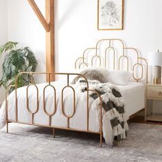 Gold Gold Bed Frame, Simple Bed Designs, Retro Bed, Gold Bed, Simple Bed, Sleigh Beds, Inspire Me Home Decor, Metal Bed Frame, Metal Beds