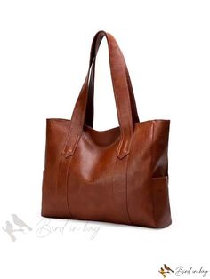 Bird in Bag - Womens Simple Elegant Tote Bag, Fashionable Shoulder Bag, Large Capacity Brown High-capacity Bag For Everyday Use, Brown High-capacity Rectangular Shoulder Bag, High-capacity Brown Rectangular Shoulder Bag, Casual Brown High-capacity Bags, Casual High-capacity Brown Bags, Chic Large Brown Bag, Chic Large Brown Bags, Large Brown Chic Satchel, Chic Large Brown Satchel