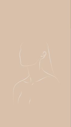 a drawing of a woman's back with her hand on her shoulder, in front of a beige background