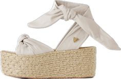 Casual High Heel Espadrilles For Summer, Chic High Heel Espadrilles, Chic Espadrilles With Cushioned Footbed, Chic Natural Platform Espadrilles, Off White Casual Sandals For Spring, Casual Off White Sandals For Spring, Casual Beige High Heel Sandals, Casual High Heel Espadrilles For Vacation, Casual High Heel Espadrilles With Removable Insole