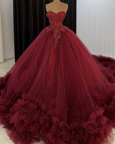 Burgundy Wedding Dresses Ball Gown Tulle Quinceanera Dress With Sweetheart Neckline For Banquet, Quinceanera Tulle Dress With Sweetheart Neckline For Banquet, Sweetheart Neckline Tulle Quinceanera Dress For Banquets, Quinceanera Ball Gown With Sheer Bodice, Organza Quinceanera Dress With Ruffles For Wedding, Fitted Quinceanera Dress With Lace Bodice Ball Gown, Fitted Quinceanera Ball Gown With Lace Bodice, Princess Style Quinceanera Dress For Wedding, Wedding Quinceanera Dress With Ruffles In Organza