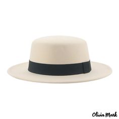 Olivia Mark - Invierno retro sombrero de copa plana femenina banda tejida gran sombrero de ala plana de lana de tweed sombrero de jazz calle Flat Top Hat, Jazz Hat, Fedora Hat Men, Flat Brim Hat, Fedora Hat Women, Winter Hats For Women, Casual Hat, Felt Hat, Brim Hat