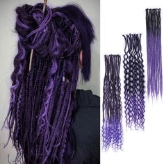 PRICES MAY VARY. 【Material】100% handmade high quality synthetic fiber natural black to purple dreadlock extensions, 0.6 cm wide, easy to install. Looks like human hair. 【Package】30 strands of 24 inch long single dreads, 3.5g/strand. one free crochet hook. Usually 60-80 strands can make a full head. 【Advantages】Light weight and very soft, no odor, no itch, skin friendly, tight, long lasting, natural looking. 【Tips】If you receive hair that is a little bent, you can straighten it by blowing it with Mystical Costumes, Color Faux Locs, Purple Synthetic Dreads, Magical Hairstyles, Box Braid Extensions, Style Dreadlocks, Extension Dreadlocks, All Back Hairstyle, Silver Hair Extensions