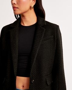 Elevate your wardrobe with the timeless elegance of the Abercrombie & Fitch Women's Classic Tweed Blazer. Perfect for both professional settings and casual outings, this blazer blends sophistication with versatility.

- **Size**: XS
- **Color**: Black
- **Material**: Shell: Polyester, Lining: Polyester
- **Gender**: Female
- **Features**: Single-breasted, classic-fit silhouette, side pockets, interior chest pocket, center-button closure

Crafted from premium tweed fabric, this blazer features a Tweed Blazer With Lapel Collar For Office, Office Tweed Blazer With Lapel Collar, Tweed Blazer With Hidden Button Closure And Notch Lapel, Tailored Tweed Blazer For Office, Business Casual Tweed Blazer With Lapel Collar, Tweed Notch Lapel Jacket With Hidden Buttons, Notch Lapel Tweed Jacket With Hidden Buttons, Tweed Notch Lapel Sport Coat For Work, Double Button Lapel Collar Tweed Jacket