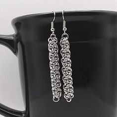 Artisan Jewelry Earrings, Chain Maille, Handcrafted Artisan Jewelry, Ear Wire, Artisan Jewelry, Jewelry Earrings, Chain, Silver