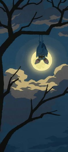 an image of a bird flying in the sky at night with full moon behind it