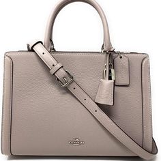 Coach Leather Satchel/Top Handle Bag Purple Bag Beige Top Handle Bags With Silver-tone Hardware, Everyday Satchel With Silver-tone Hardware And Top Handle, Everyday Use Satchel With Silver-tone Hardware, Top Handle Satchel With Silver-tone Hardware For Everyday Use, Everyday Top Handle Satchel With Silver-tone Hardware, Top Handle Bag With Silver-tone Hardware For Everyday Use, Beige Top Handle Satchel With Silver-tone Hardware, Modern Coach Satchel With Handle Drop, Beige Bag With Silver-tone Hardware And Double Handle